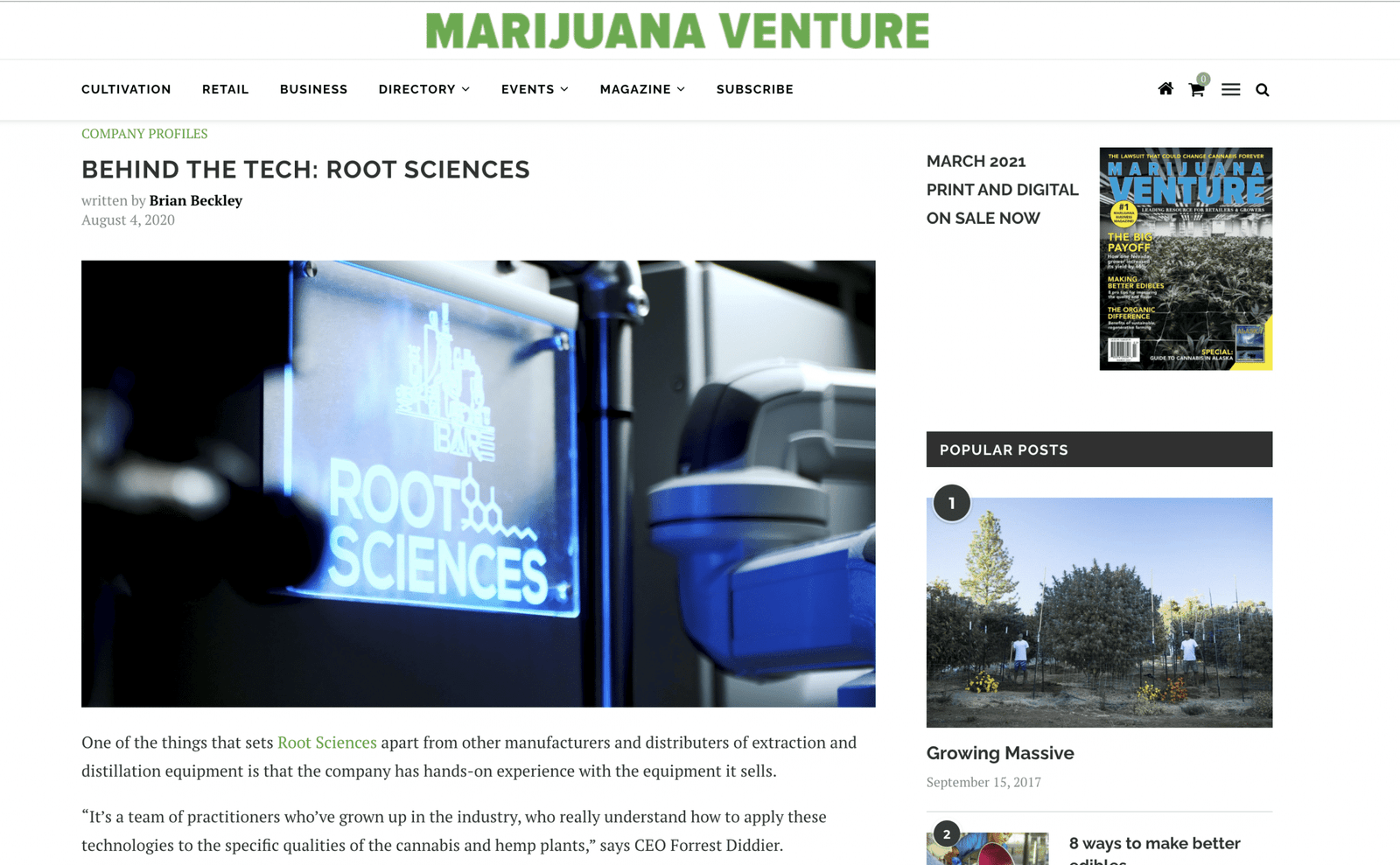 behind the tech marijuana venture root science interview