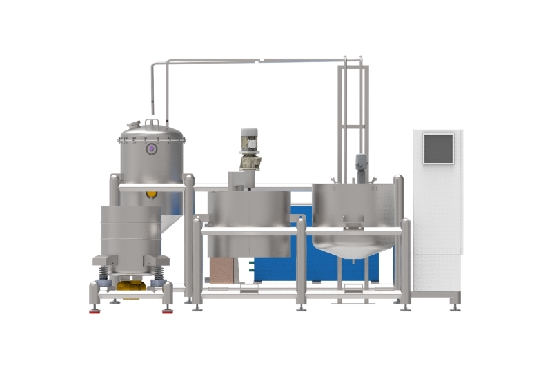 Nordex 50M cold water extraction system with a stainless-steel processing vessel, integrated filtration and cooling components, designed for small-batch trichome, bubble hash, and isolator extraction from fresh frozen material.