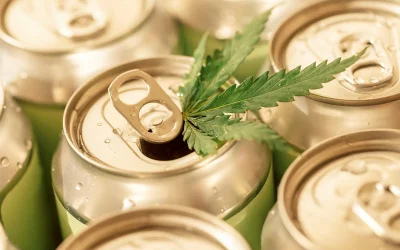 marijuana leaf on beverage can - getollie.com